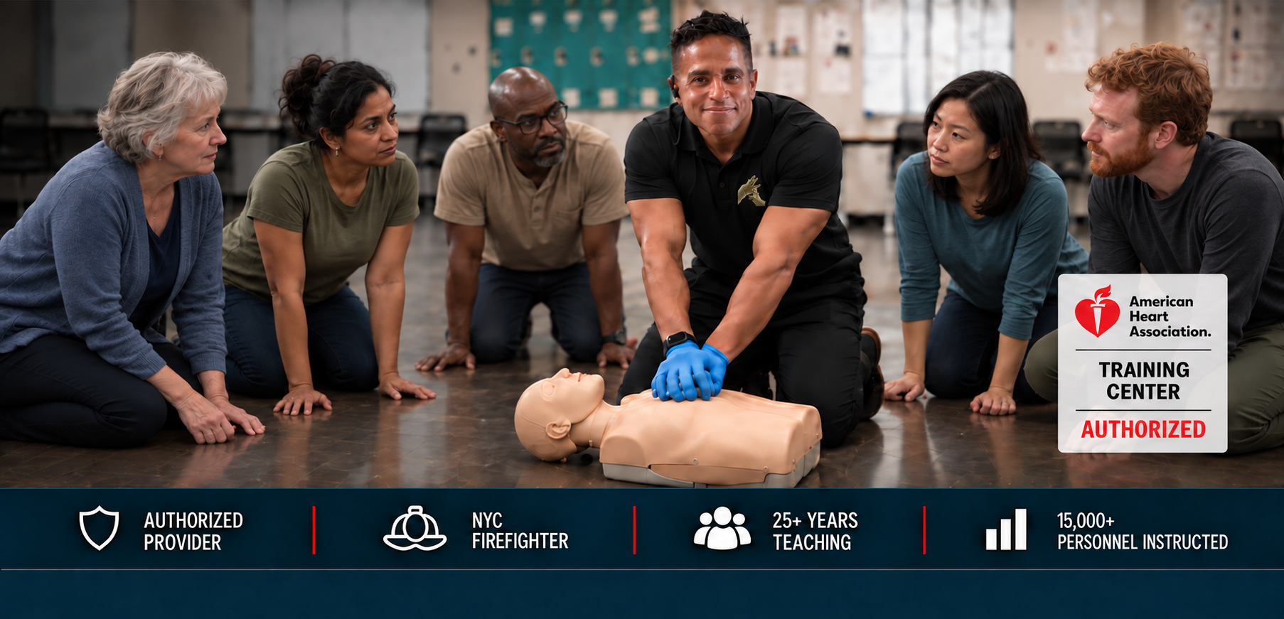Hands-on CPR training at a New York City group session